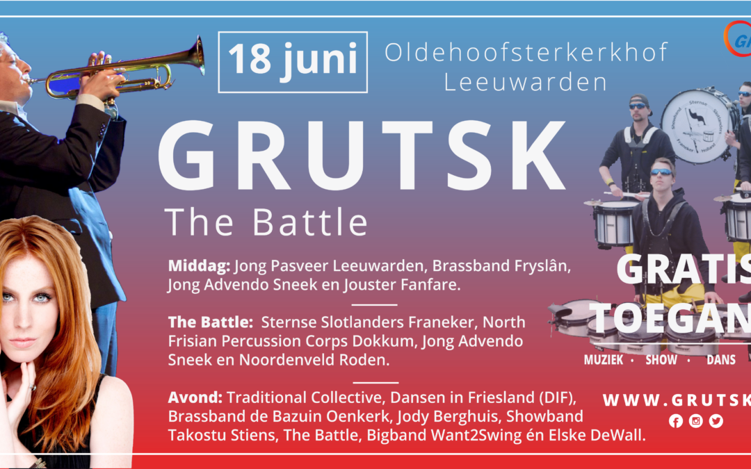 Genieten van blaasmuziek tijdens Grutsk in hartje Leeuwarden op 18 juni
